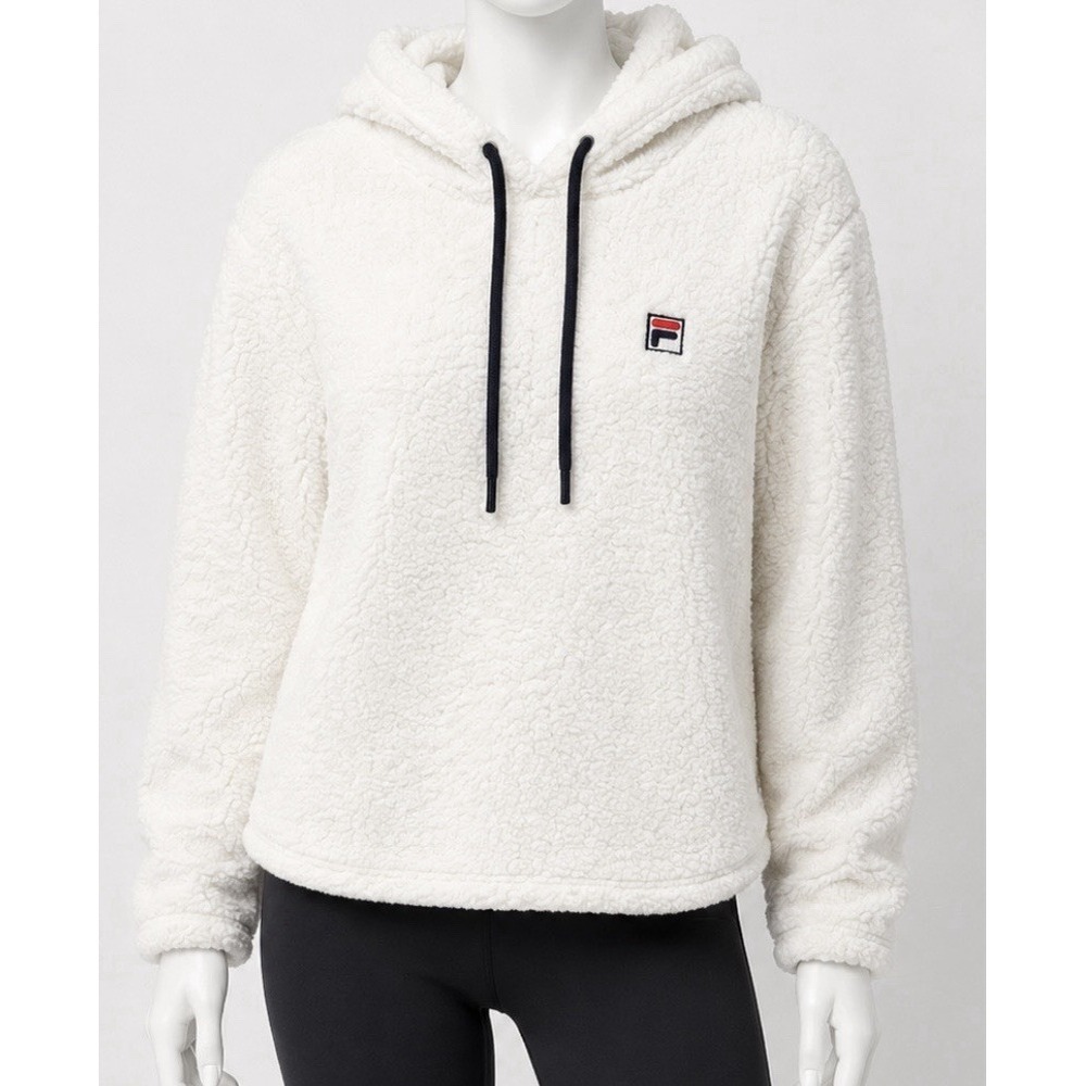 FILA Women's White Pullover Jacket Hoodie Coat Size Medium M Trendy Warm